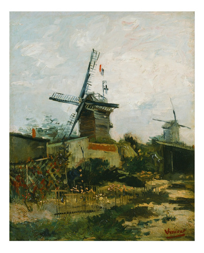 Vincent Van Gogh - Molinos En Montmartre - Lámina 45 X 30 Cm