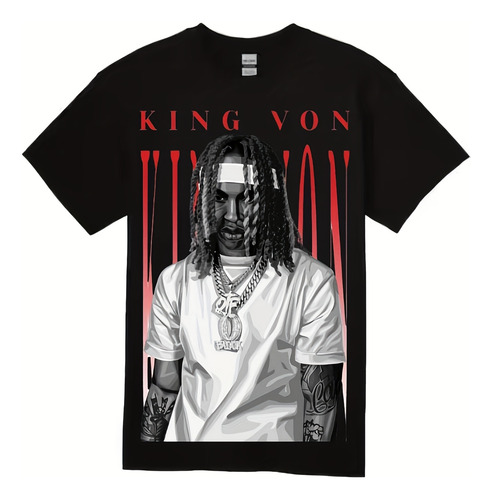 Camiseta De Algodón Con Estampado Gráfico King Von
