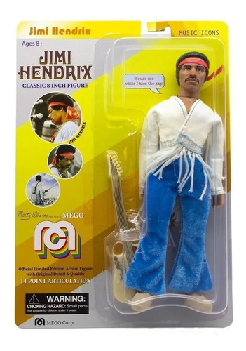 Muñeco Jimi Hendrix Figura Articulada 20cm Original Mego