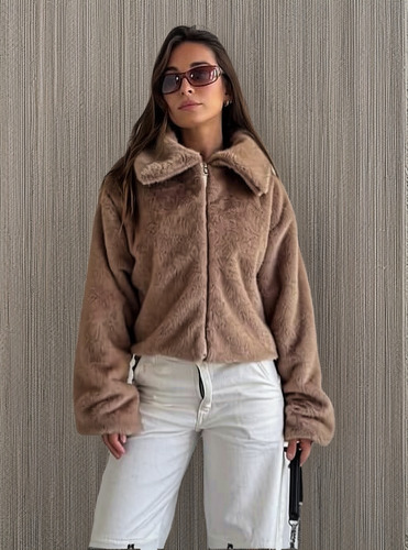 Campera/saco/chaqueta/tapado De Piel Sintética Para Mujer