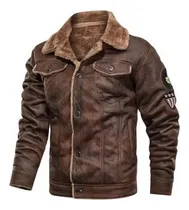 Comprar Hombres Antiguos Chamarras De Cuero Gamuza Vintage Milit[u]