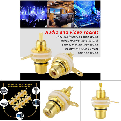 10 Unidades De Terminales Rca Jack Chapados En Oro, Hembra,