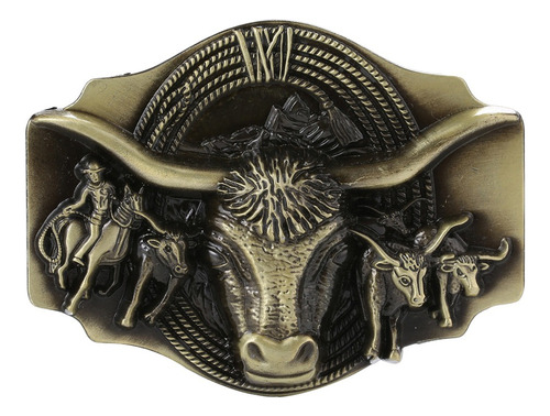 Hebilla De Cinturón Diseño De Cabeza De Toro De Vaquero