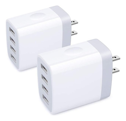 Cargador De Pared Usb 4 Puertos Paquete De 2 Unidades Adapta