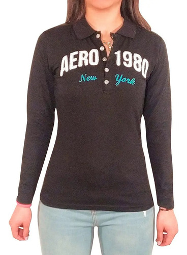 Remera Aeropostale Chomba Polo Manga Larga 1980 Mujer Aero