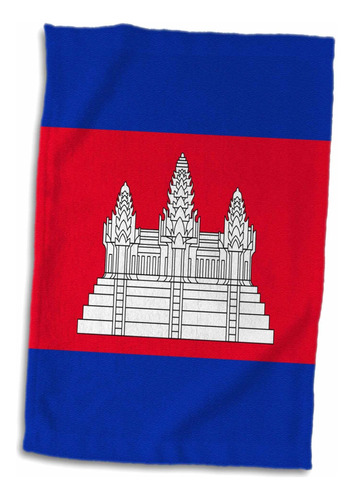 3d Rose Bandera De   No Rojo Azul Con Blanco Angkor Wat...