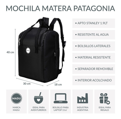 Imagen 7 de 10 de Equipo De Mate De Acero Mochila Madu Termo Wardog Kit Matero