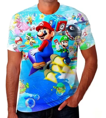 Camiseta Masculina Jogo Super Mario World Estampa Hd Md04