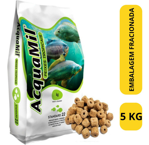 Ração Acquamil Furadinha Pesca 5kg P22 Pesqueiro Peixes Aqua