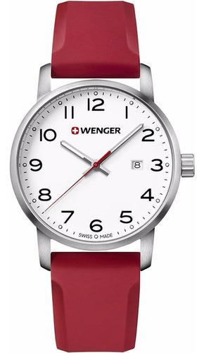 Reloj Wenger Avenue Date 011641105 Hombre E-watch Color de la correa Rojo Color del bisel Plateado Color del fondo Blanco