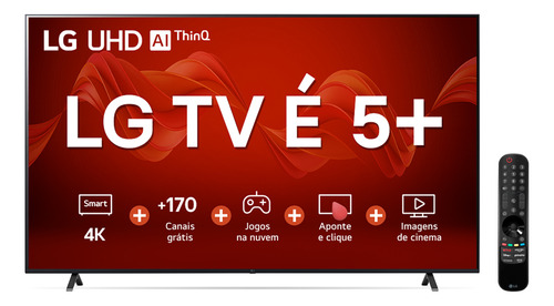 Smart TV 65" 4K LG UHD ThinQ AI 65UR8750PSA HDR Bluetooth Alexa Google Assistente Airplay2 3 HDMI