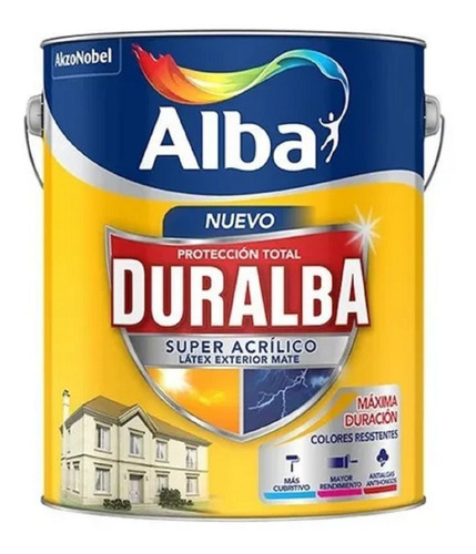 Imagen 1 de 6 de Látex Acrílico Duralba P/ Exteriores Varios Colores Mate 4lt