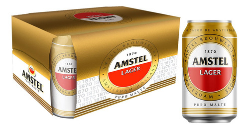 Kit C/18 Cerveja Amstel Lata 350ml C/ Nota Fiscal