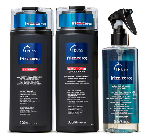 Kit Completo Shampoo Condicionador Spray Truss Frizz Zero