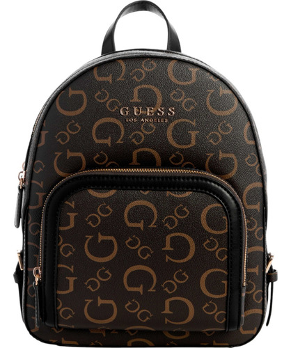 Mochila Guess Factory Bg947930-nat Acabado de los herrajes Níquel Color Marrón oscuro Correa de hombro Marrón oscuro Diseño de la tela Lisa