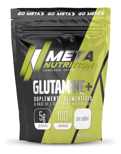 Meta Nutrition Glutamina  500 Gramos 100 Porciones Sabor Sin sabor