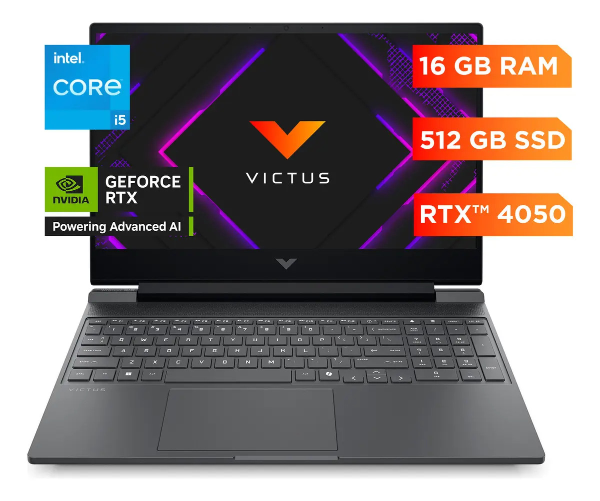 Laptop Gaming VICTUS 15-fa2701la Intel Core i5 16GB RAM GPU NVIDIA GeForce RTX 4050 512GB SSD 15.6" FHD