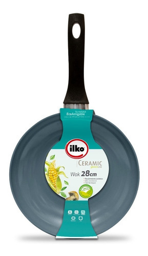 Wok Ceramica 28cm Greenline Eco Amigable Ilko Color Gris