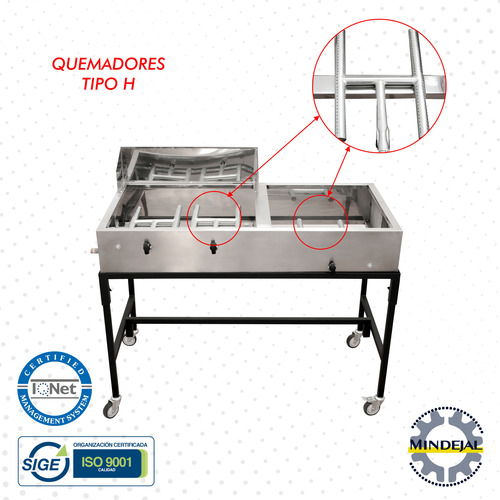 Baño María 6 Insertos Acero Inox Con Plancha Y Ruedas