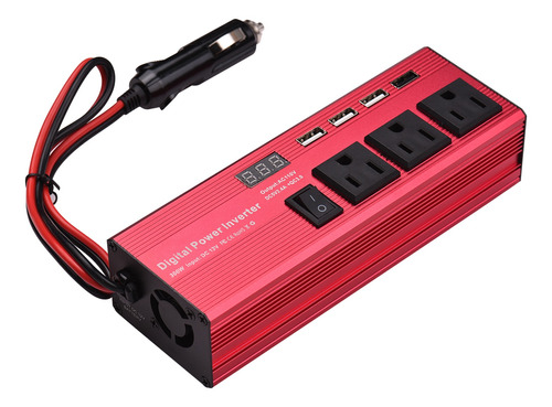 Inversor De Corriente Vehículo 300w Dc12v A Ac110v 4 Usb