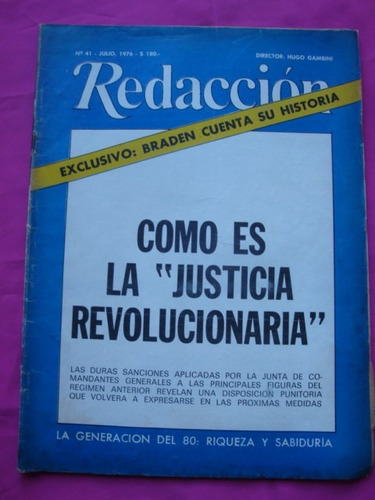 Revista Redaccion N° 41 Julio Braden  Supl Generacion Del80