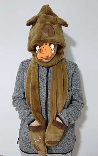 Gorro Capybara 3 En 1 Gorro Bufanda Y Guantes Capibara Capybara Unico Peluche