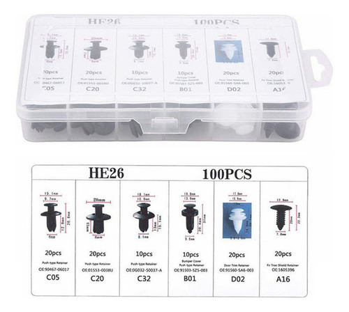 Juego De Grapas Automotrices D/6 Modelos + Extractor, 100 Pz