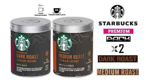 Café Instantáneo Premium Starbucks Medium Roast + Dark Roast