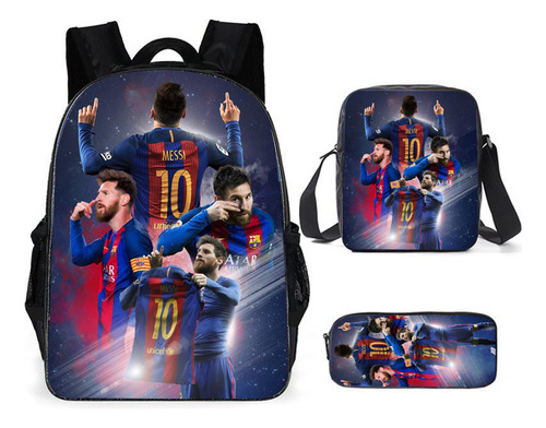 Juego De Tres Piezas De Mochila Football Star Messi Para Est