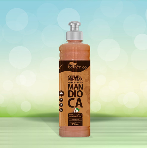 Creme De Pentear Queratina Com Mandioca - Cabelos Saudaveis