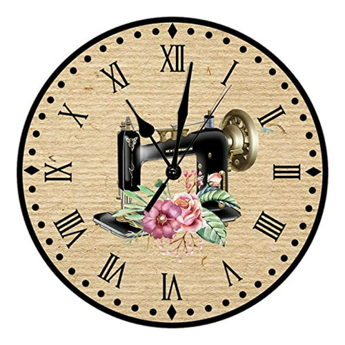 Reloj De Máquina De Coser De Flores, Sastres, Reloj De Pared