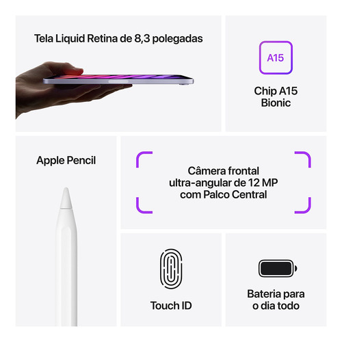 Apple iPad Mini (6ª geração) 8.3" Wi-Fi 64GB - Cinza-espacial