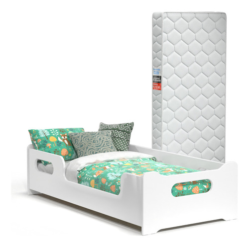 Cama Encanto Montessoriana Com Colchão E Proteção Lateral Para Quarto Infantil