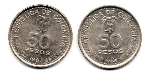 50 Pesos 1987 Y 1988 Centenario Constitución Nacional 1886