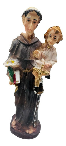 Escultura San Antonio 12 Cm Resina Ojo Pintado Blanco