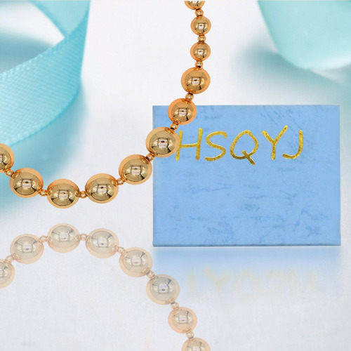 Hsqyj Collar De Acero Inoxidable Con Cuentas De Oro Brillant