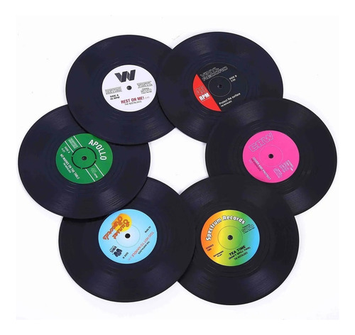Posavasos De Vinilos - 6 Posavasos De Disco Moda Estilo Bar