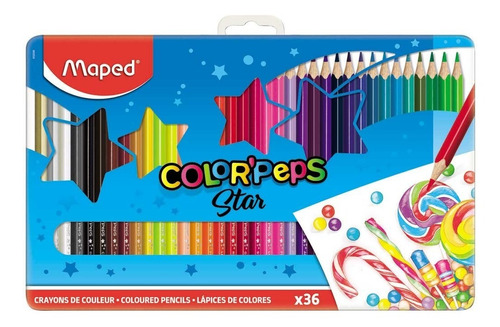 Lápices De Colores Maped Caja Metalica X 36 U Samergo