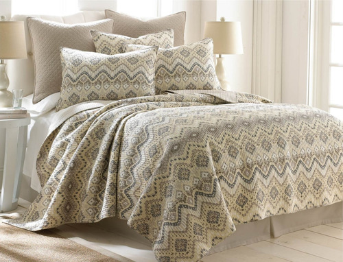 Set Cubrecama Acolchado King Size Quilt  5 Piezas Reversible Con Fundas Decorativas De Microfibra Supersoft 