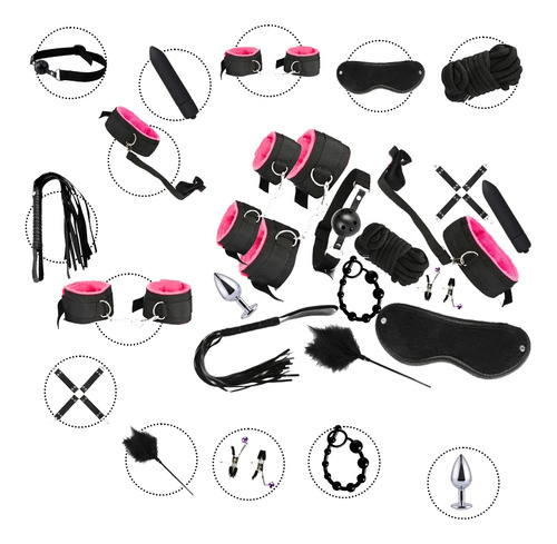 Kit De Bondage Bdsm Para Parejas - 13 Piezas Sexuales - Rosa