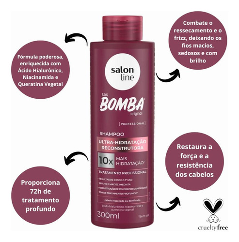 Shampoo Salon Line Bomba Ultrahidratação Reconstrutora 300ml