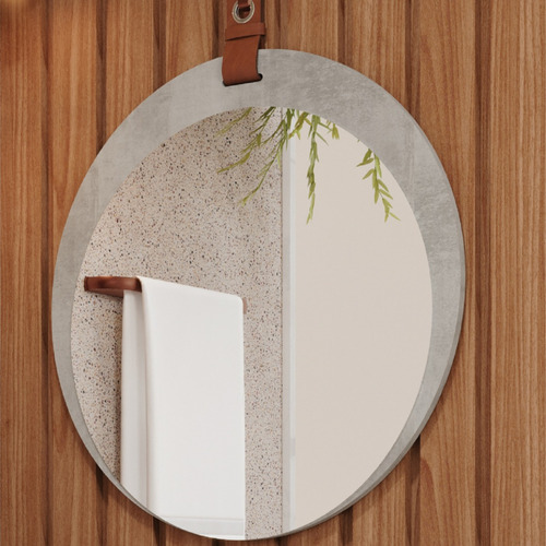 Espelheira Para Banheiro Lua Mgm 60cm Mdf Cinza Cimento