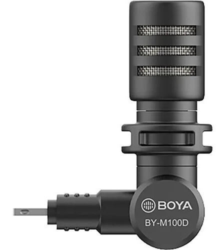 Micrófono Boya BY-M100d compatible con iPhone, color negro