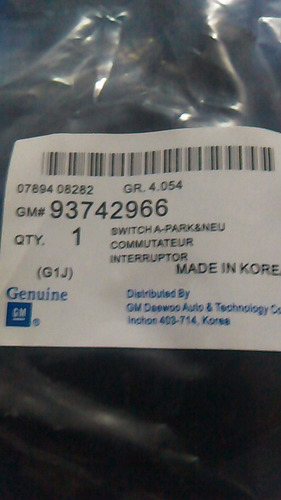 Sensor Pare Neutro De Optra Nuevo Original Gm Park-neutro