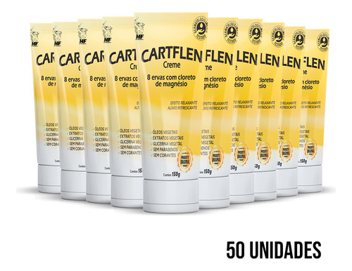 50x Cartflen Creme Massagem Cloreto De Magnesio