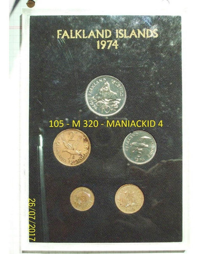 Malvinas Colección 5 Monedas 1974 En Display Acrilico