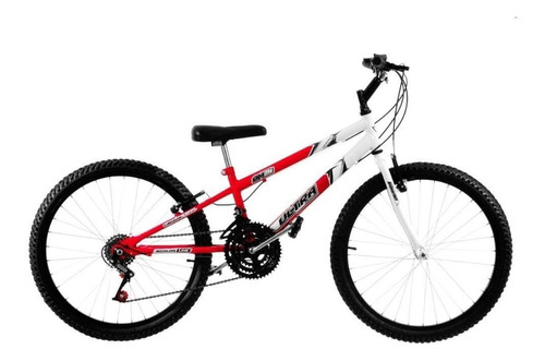 Bicicleta  de passeio Ultra Bikes Rebaixada Aro 24 Bicolor 18 Marchas freios v-brakes cor vermelho-ferrari/branco