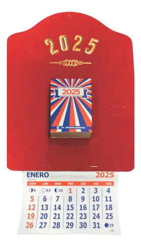 Almanaque 2025 Pared Peuser Taco N°4 Chico 24x33cm Mensual Rojo