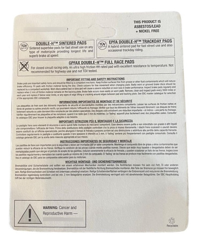 Balatas Ebc Fa209/2hh Para Bmw 750/850/ Y Trasera De La 1250