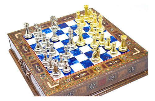 Juego De Ajedrez Hecho A Mano Con Cajón, Tablero De Ajedrez